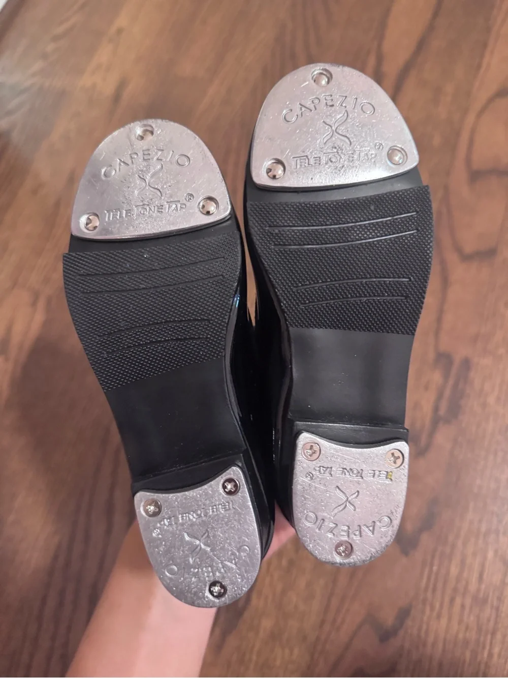 Capezio Girls Black Patent Mary Jane Tap Shoes 9.5 toddler